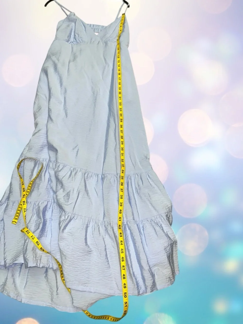 A new day Open Back Baby Blue Flowy Midi Dress with Adjustable Straps, Sz Large - Picture 10 of 11